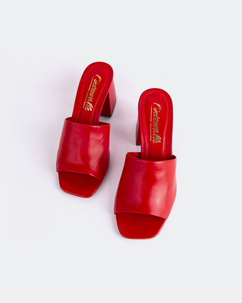 L'INTERVALLE Clarabelle Women's Shoe Mule Sandal Red Leather