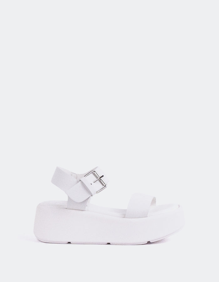 L'INTERVALLE Cocotte Women's Platform Wedge Sandal White Leather