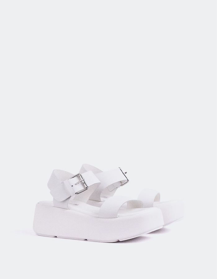 L'INTERVALLE Cocotte Women's Platform Wedge Sandal White Leather