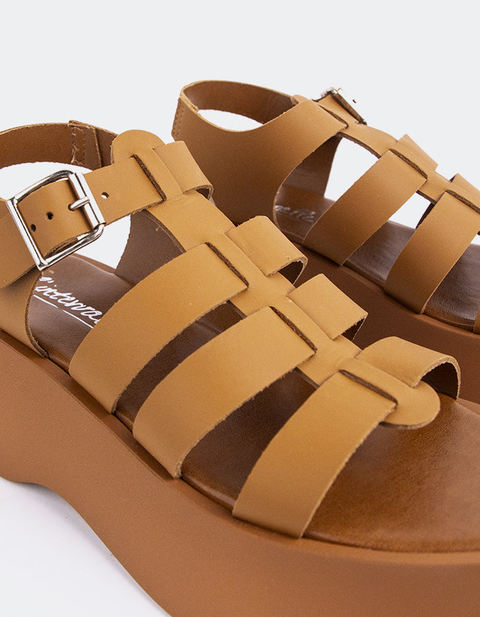 L'INTERVALLE Confident Women's Fisherman Platform Wedge Sandal Tan