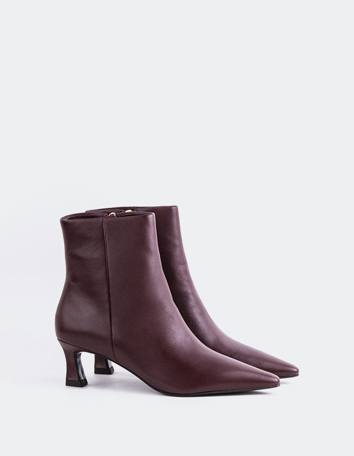 L'INTERVALLE Corinne Women's Ankle Boots Burgundy Leather