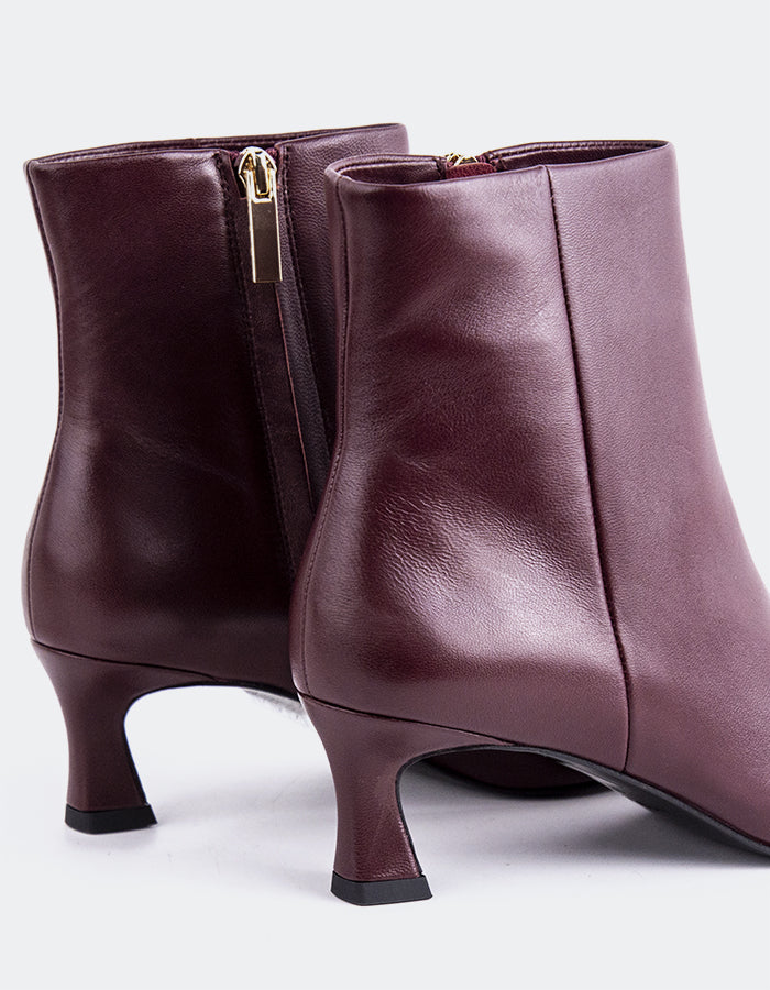 L'INTERVALLE Corinne Women's Ankle Boots Burgundy Leather