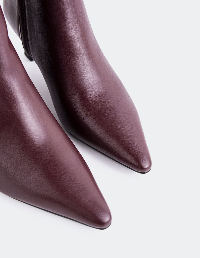 L'INTERVALLE Corinne Women's Ankle Boots Burgundy Leather