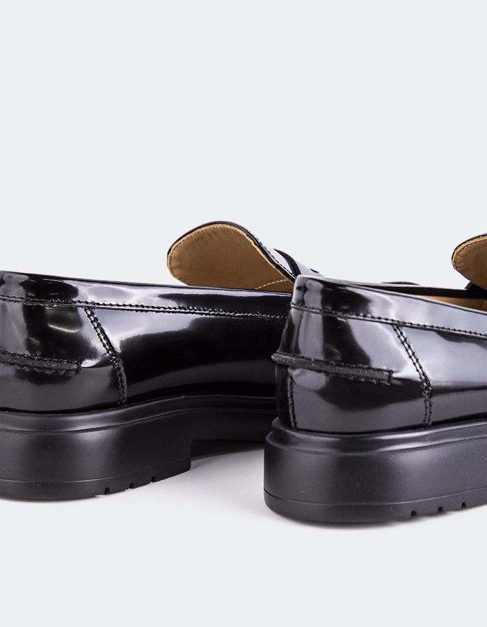 L'INTERVALLE Corry Mocassins à pochettes pour femmes Cuir Noir