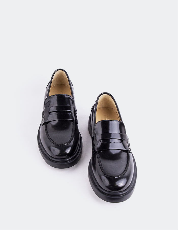 L'INTERVALLE Corry Mocassins à pochettes pour femmes Cuir Noir