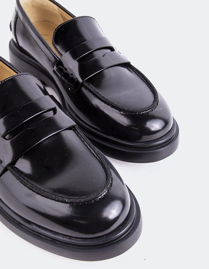 L'INTERVALLE Corry Mocassins à pochettes pour femmes Cuir Noir