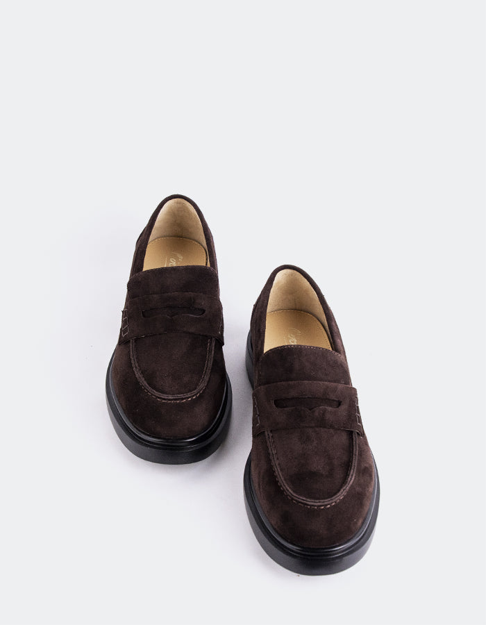 L'INTERVALLE Corry Women's Penny Loafers Brown Suede