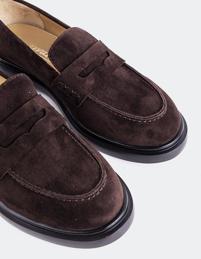 L'INTERVALLE Corry Women's Penny Loafers Brown Suede