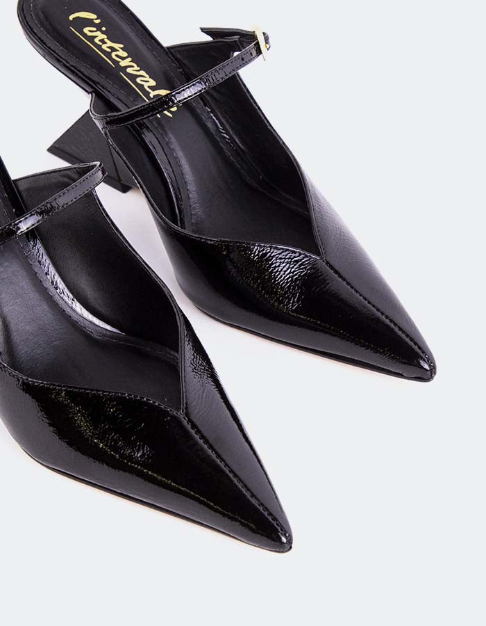 L'INTERVALLE Creselle Chaussures compensées pour femmes Noir Naplack