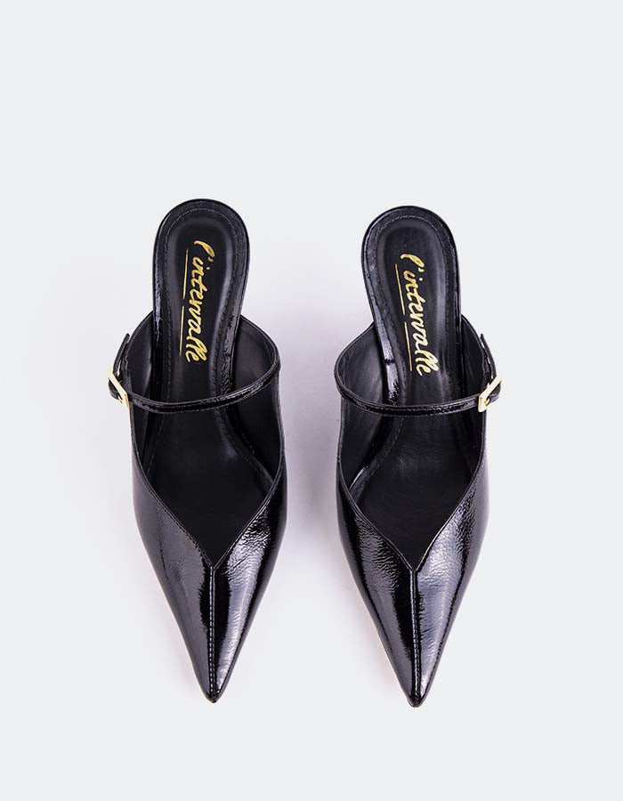 L'INTERVALLE Creselle Chaussures compensées pour femmes Noir Naplack