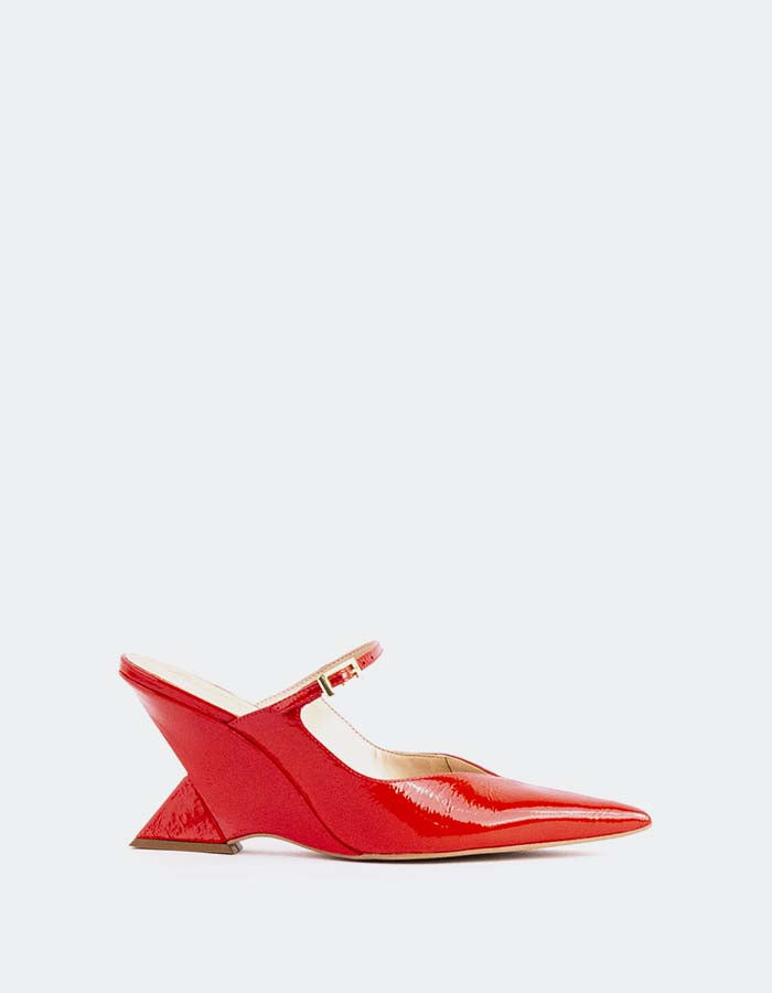 L'INTERVALLE Creselle Femmes Mule compensée Chaussures Rouge Naplack