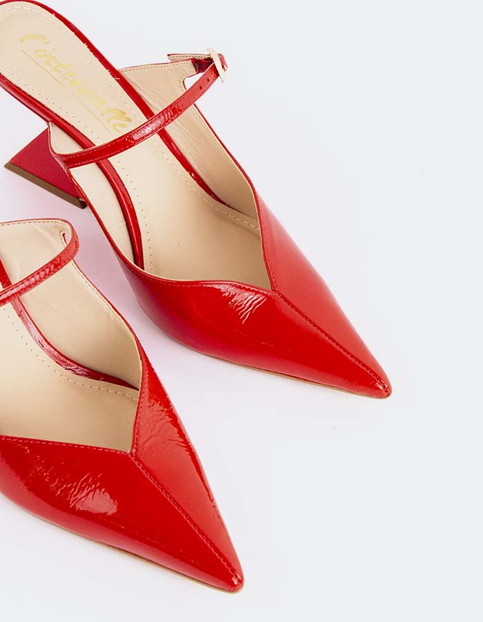 L'INTERVALLE Creselle Femmes Mule compensée Chaussures Rouge Naplack