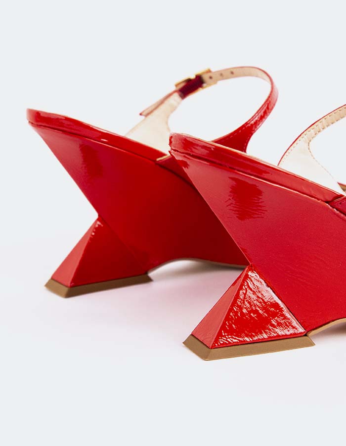 L'INTERVALLE Creselle Femmes Mule compensée Chaussures Rouge Naplack