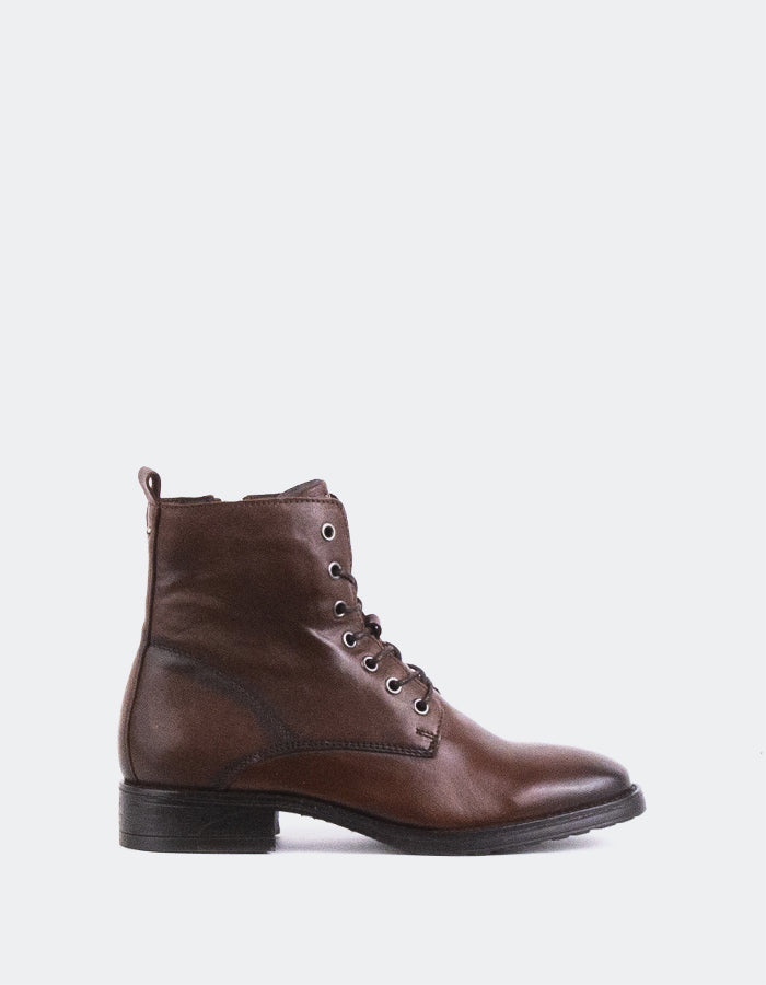 L'INTERVALLE Daiki Bottes à lacets pour femmes Brun Cuir (7139456057424)