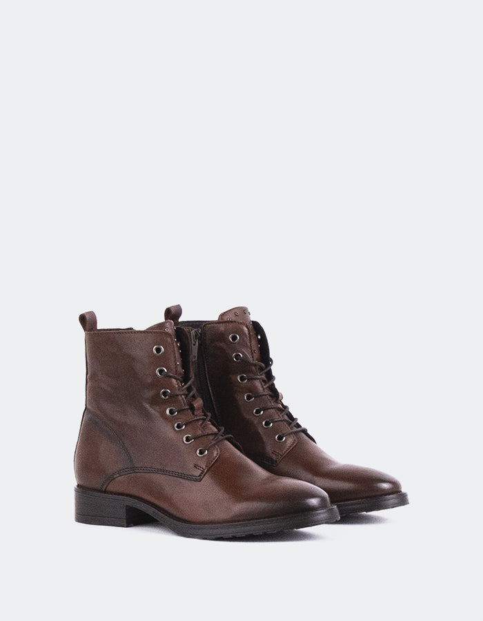 L'INTERVALLE Daiki Bottes à lacets pour femmes Brun Cuir (7139456057424)