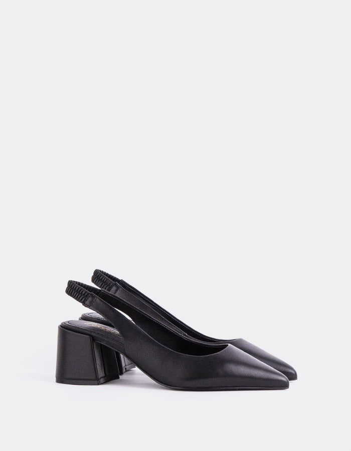 L'INTERVALLE Dalida Chaussures pour femmes Escarpins à Bride Arrière Noir  Cuir