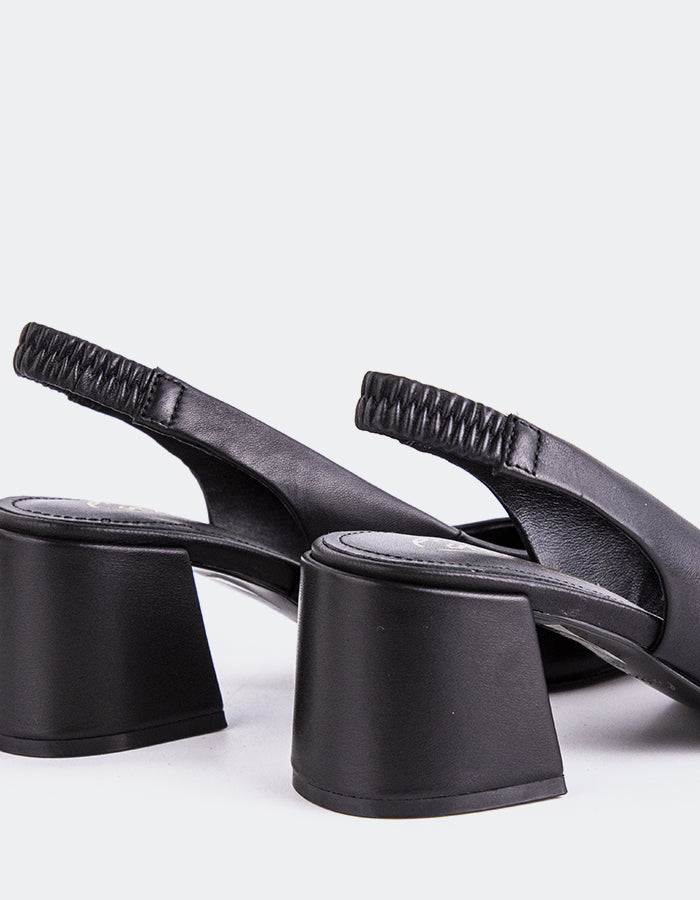 L'INTERVALLE Dalida Chaussures pour femmes Escarpins à Bride Arrière Noir  Cuir