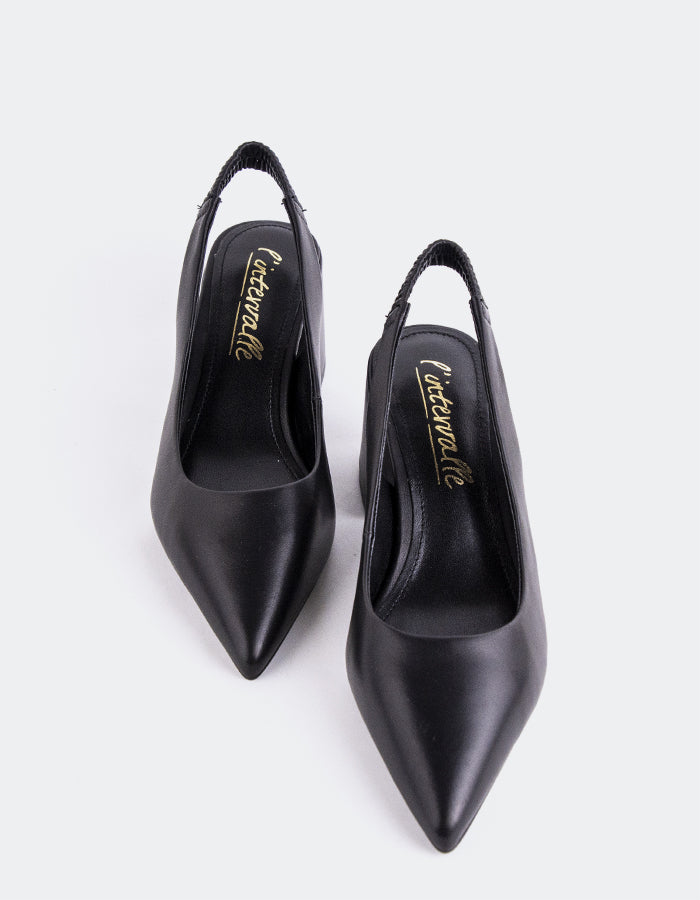 L'INTERVALLE Dalida Chaussures pour femmes Escarpins à Bride Arrière Noir  Cuir