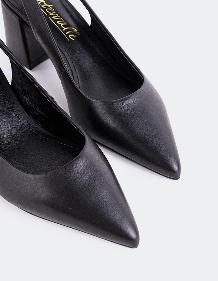 L'INTERVALLE Dalida Chaussures pour femmes Escarpins à Bride Arrière Noir  Cuir