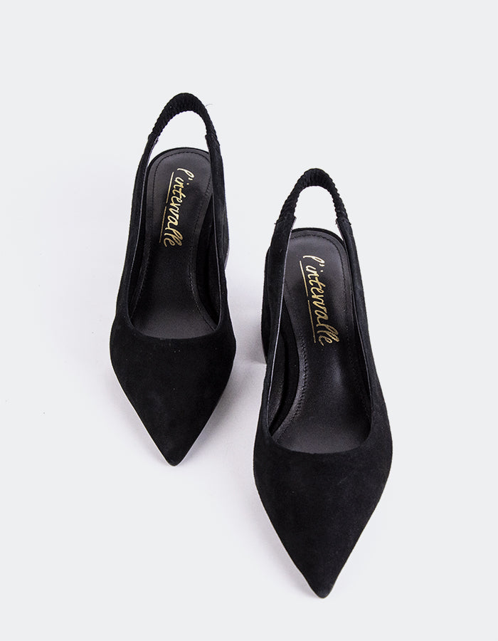 L'INTERVALLE Dalida Women's Shoe Slingback Black Suede