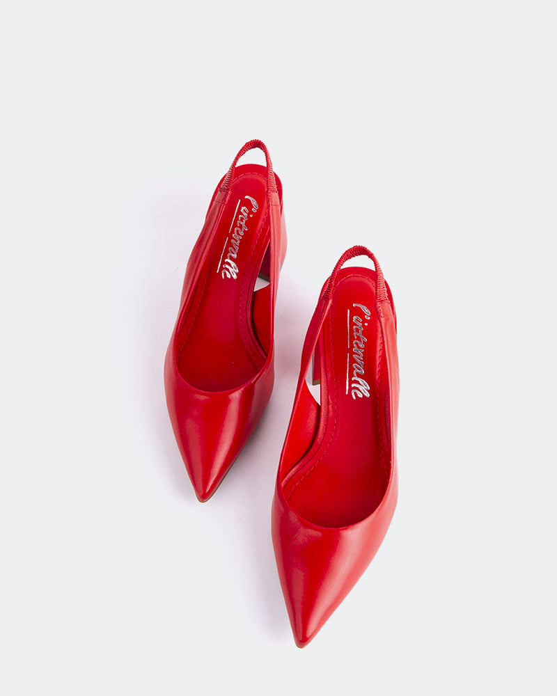 L'INTERVALLE Dalida Chaussures pour femmes Escarpins à Bride Arrière Rouge  Cuir