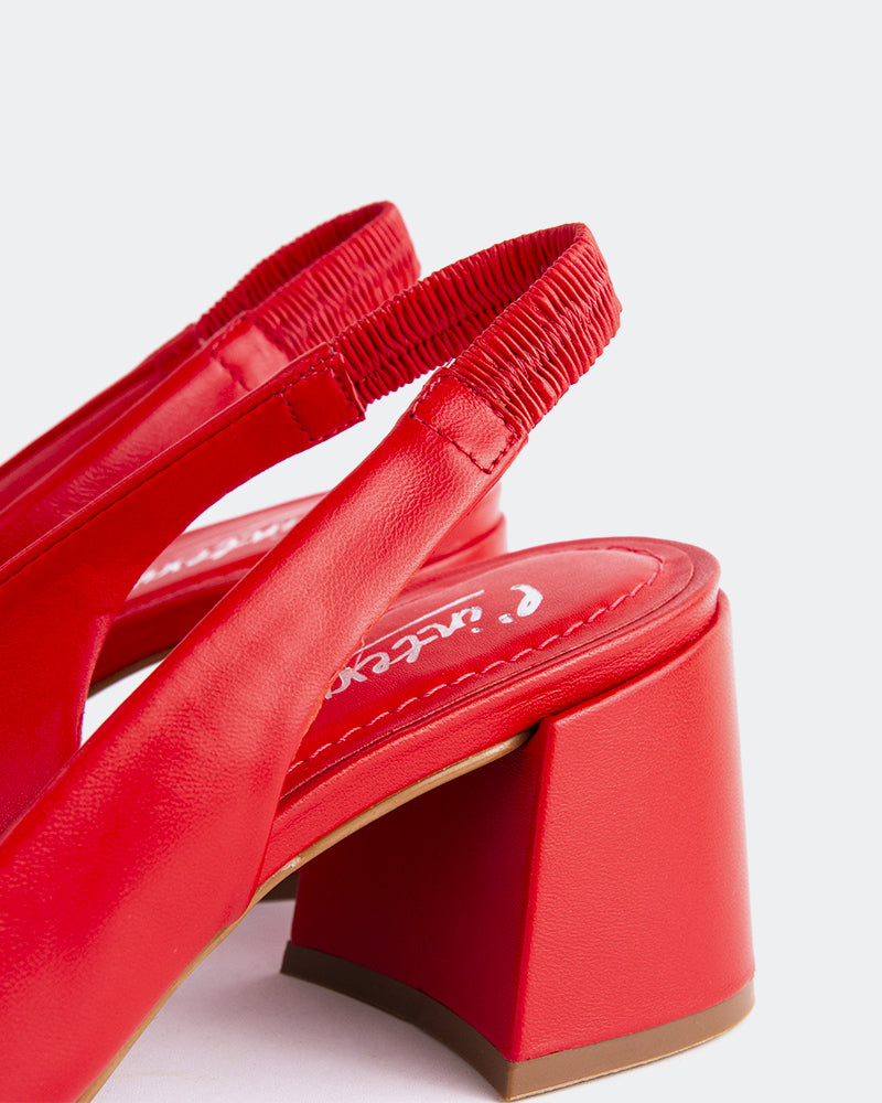 L'INTERVALLE Dalida Chaussures pour femmes Escarpins à Bride Arrière Rouge  Cuir