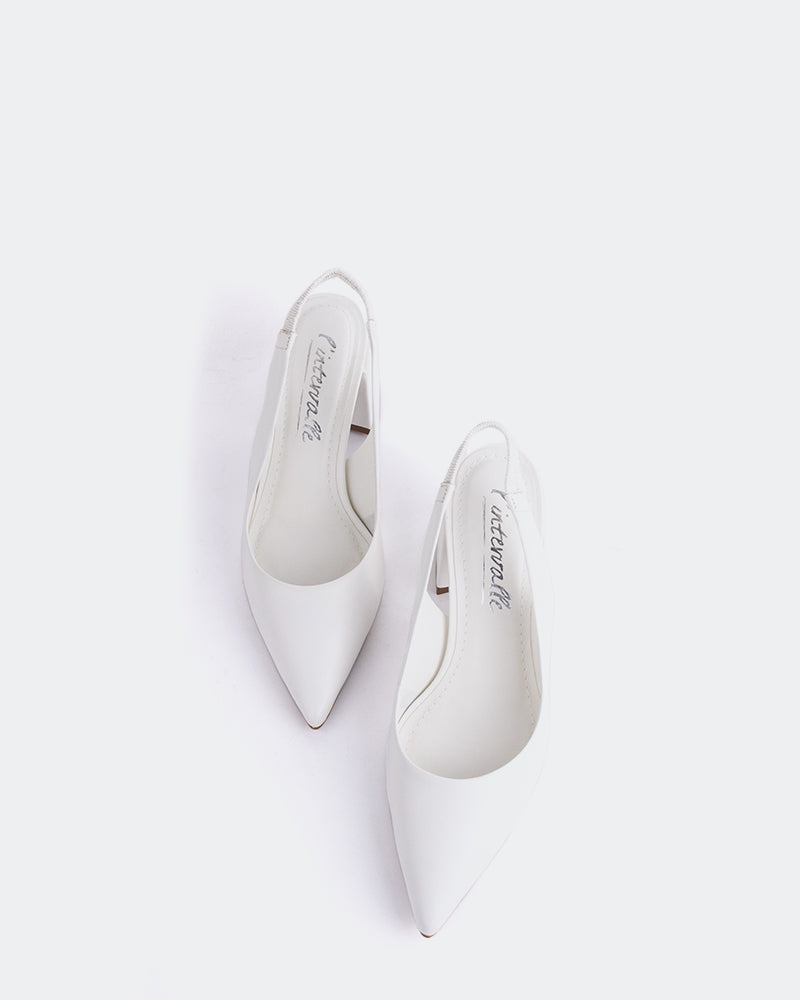 L'INTERVALLE Dalida Chaussures pour femmes Escarpins à Bride Arrière Cuir blanc