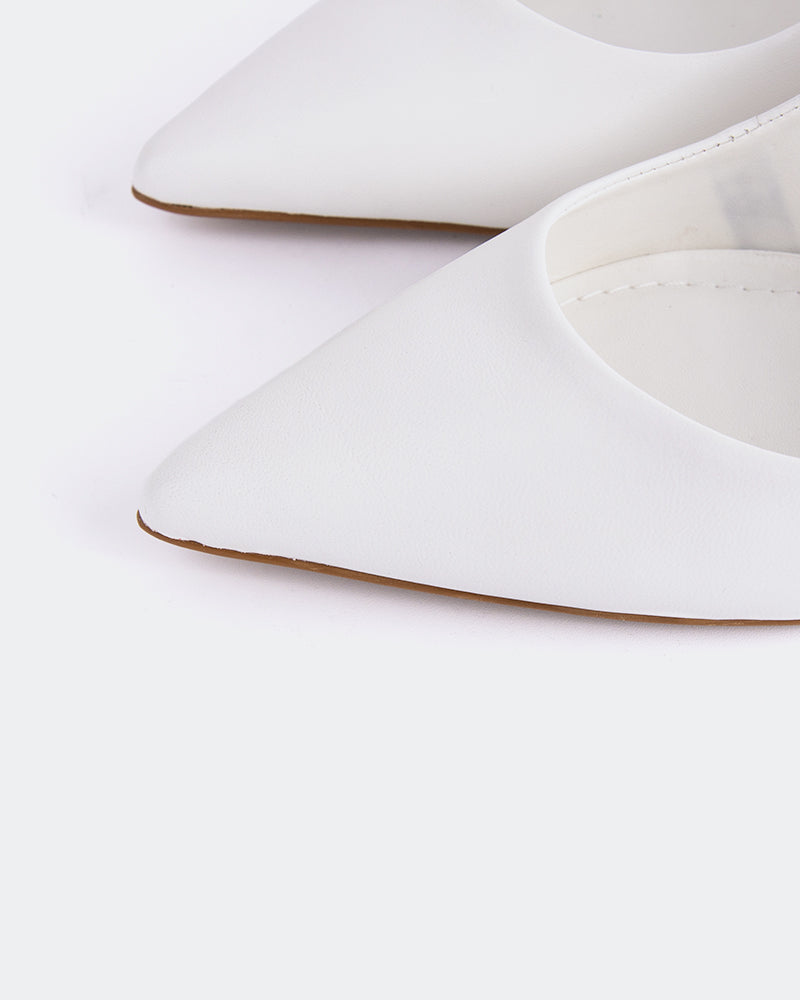 L'INTERVALLE Dalida Chaussures pour femmes Escarpins à Bride Arrière Cuir blanc