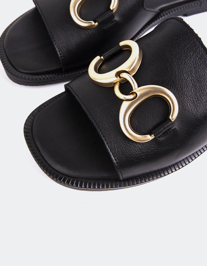 L'INTERVALLE Dauphine Women's Sandal Mule Black Leather