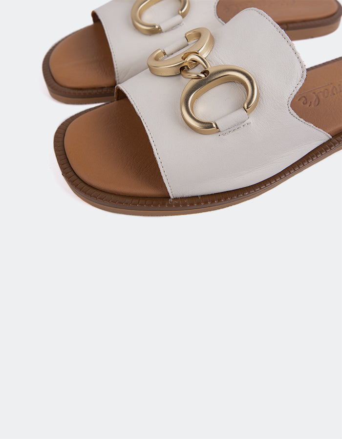L'INTERVALLE Dauphine Women's Sandal Mule Ice/White Leather