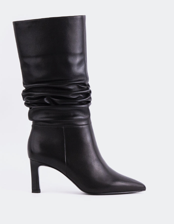 L'INTERVALLE Davila Bottes moyennes pour femmes Cuir Noir