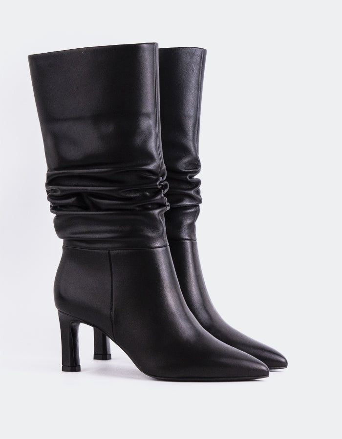 L'INTERVALLE Davila Bottes moyennes pour femmes Cuir Noir