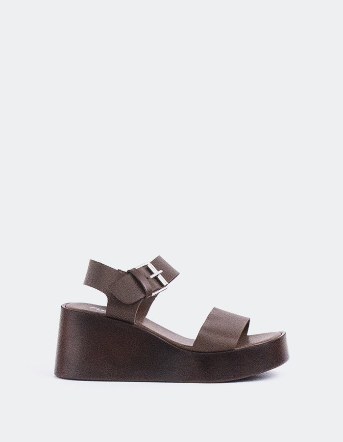 L'INTERVALLE Dear Women's Platform Wedge Sandal Brown Leather