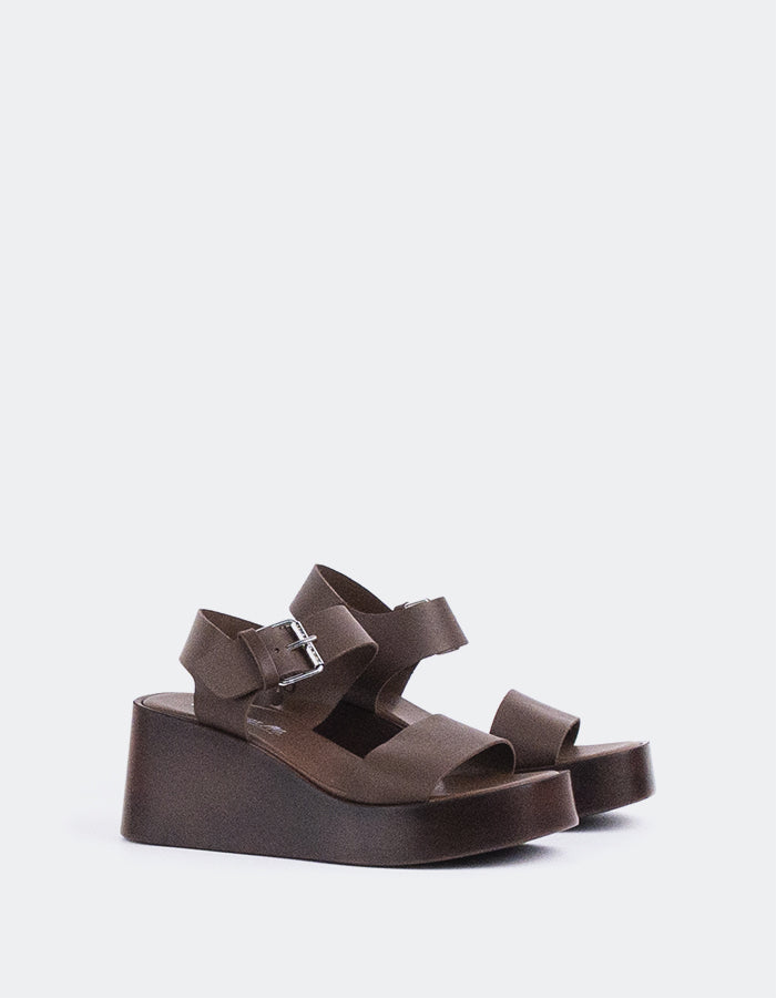 L'INTERVALLE Dear Women's Platform Wedge Sandal Brown Leather