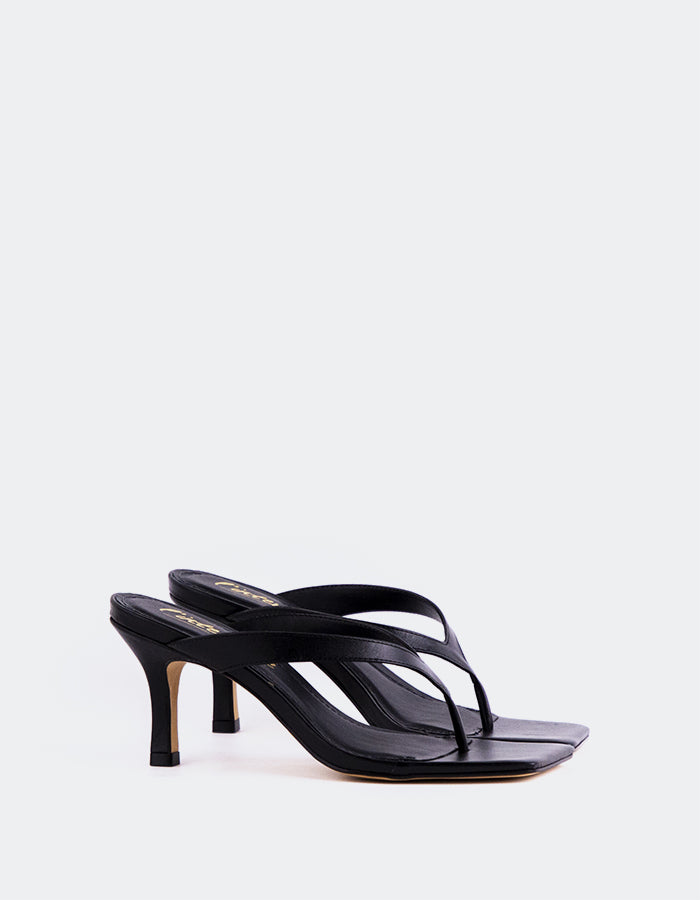 L'INTERVALLE Delight Sandales à lanières pour femmes Cuir Noir