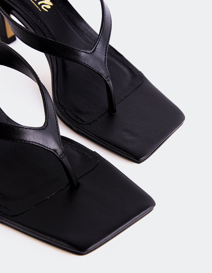 L'INTERVALLE Delight Sandales à lanières pour femmes Cuir Noir