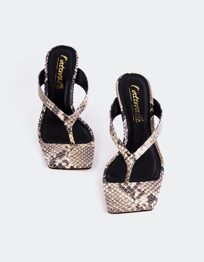 L'INTERVALLE Delight Sandales à lanières pour femmes Serpent naturel