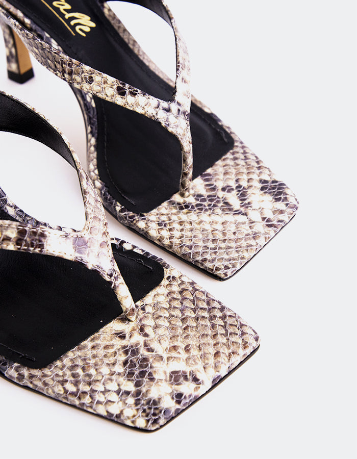 L'INTERVALLE Delight Sandales à lanières pour femmes Serpent naturel