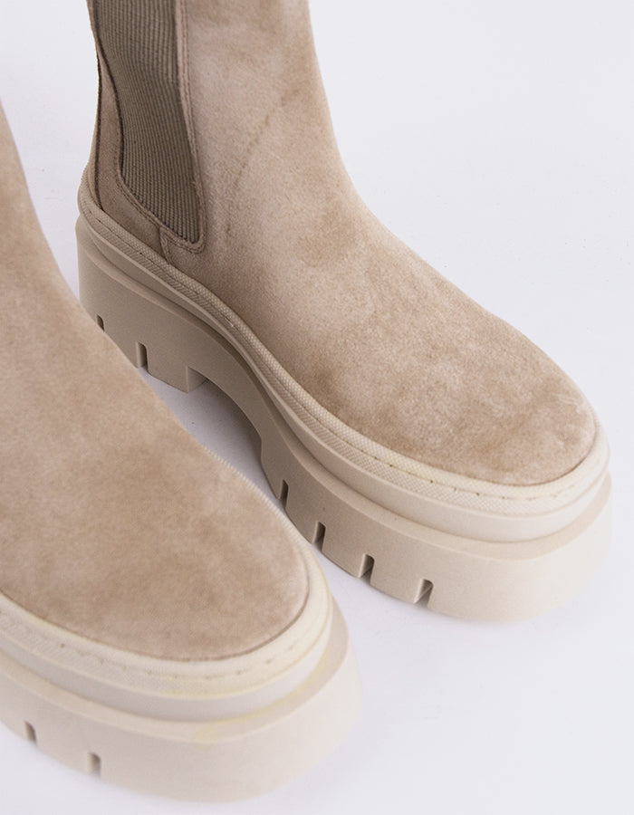 L'INTERVALLE Delya Bottes Chelsea d'hiver pour femmes Beige Suède (7147072356432)