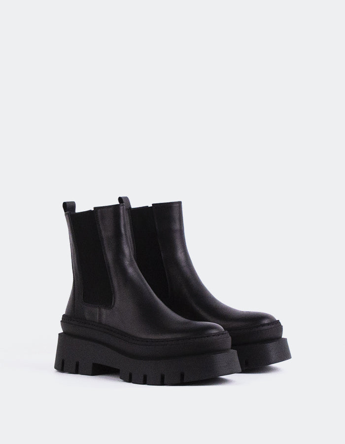 L'INTERVALLE Delya Bottes Chelsea d'hiver pour femmes en cuir Noir (7147071995984)