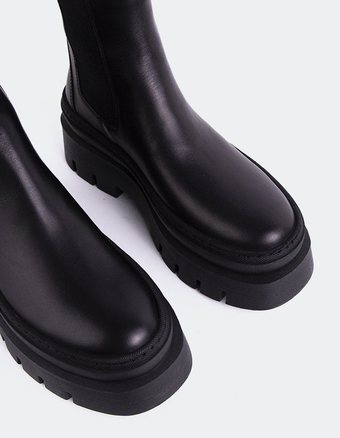 L'INTERVALLE Delya Bottes Chelsea d'hiver pour femmes en cuir Noir (7147071995984)