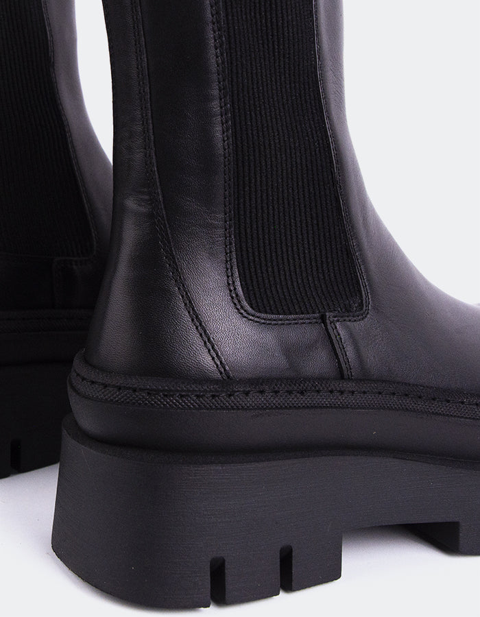 L'INTERVALLE Delya Bottes Chelsea d'hiver pour femmes en cuir Noir (7147071995984)