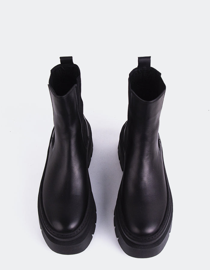 L'INTERVALLE Delya Bottes Chelsea d'hiver pour femmes en cuir Noir (7147071995984)