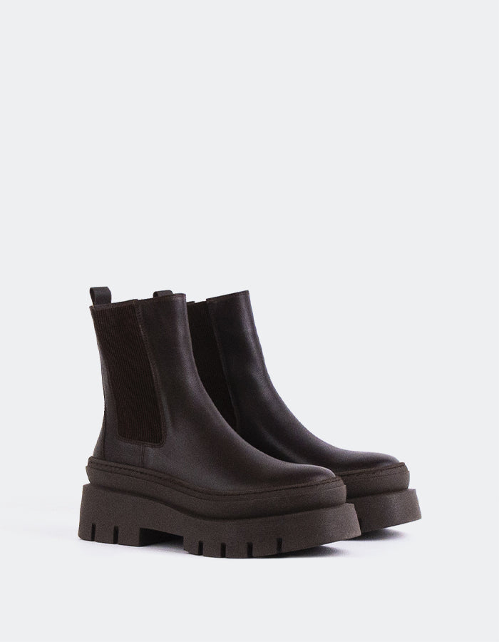 L'INTERVALLE Delya Bottes Chelsea d'hiver pour femmes en cuir Brun (7147071864912)