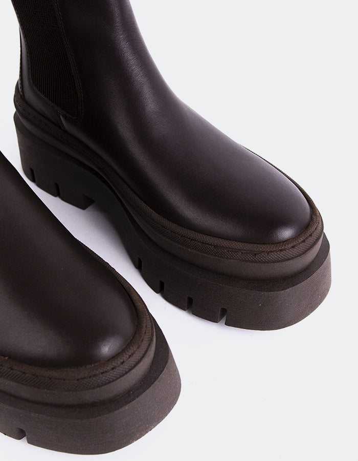 L'INTERVALLE Delya Bottes Chelsea d'hiver pour femmes en cuir Brun (7147071864912)