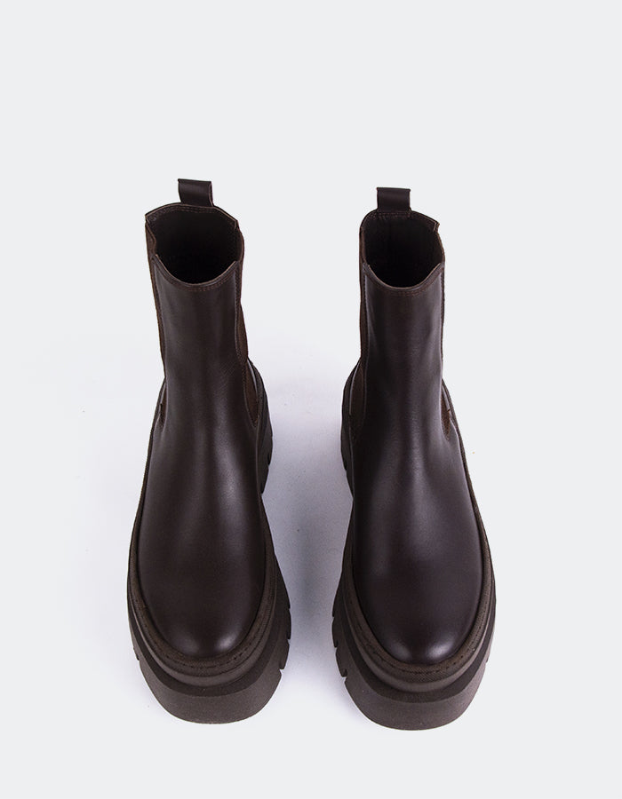 L'INTERVALLE Delya Bottes Chelsea d'hiver pour femmes en cuir Brun (7147071864912)