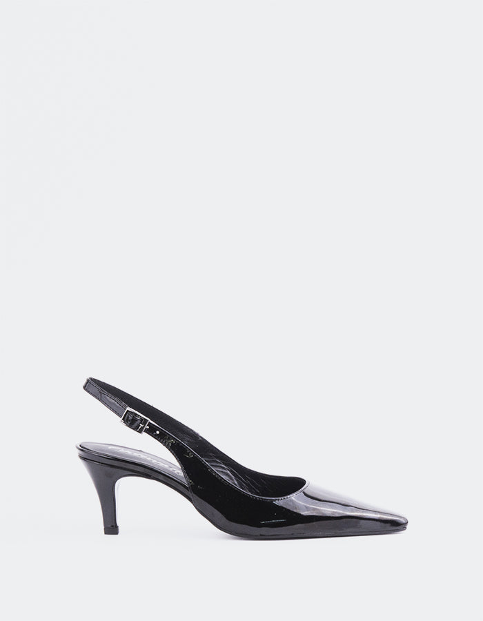 L'INTERVALLE Denny Women's Slingback Heels Black Patent