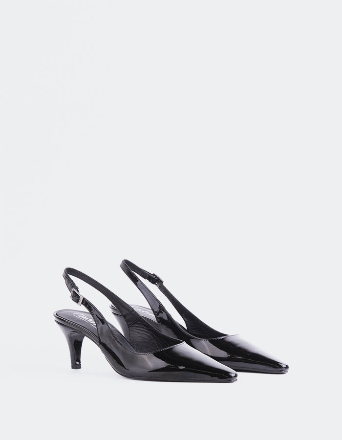 L'INTERVALLE Denny Women's Slingback Heels Black Patent