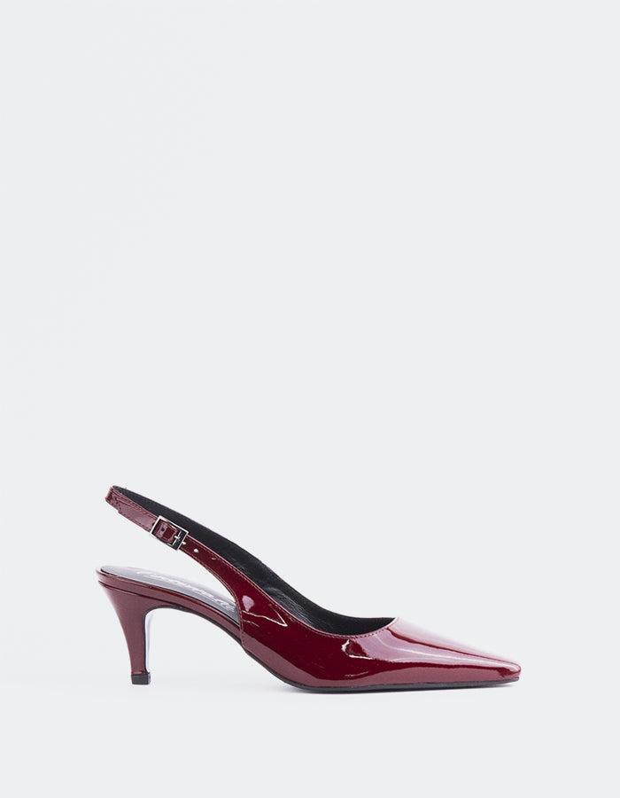 L'INTERVALLE Denny Women's Slingback Heels Burgundy Patent