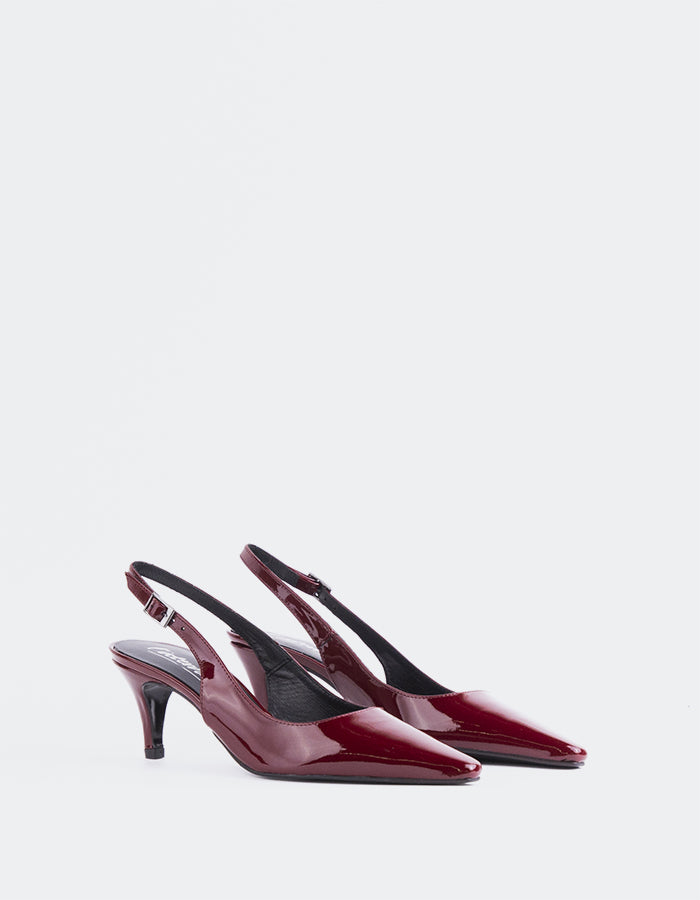 L'INTERVALLE Denny Women's Slingback Heels Burgundy Patent